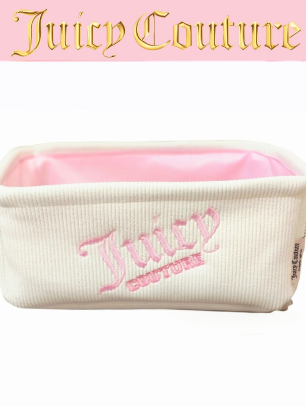 Juicy Couture Home Logo Corduroy Decorative Storage Basket